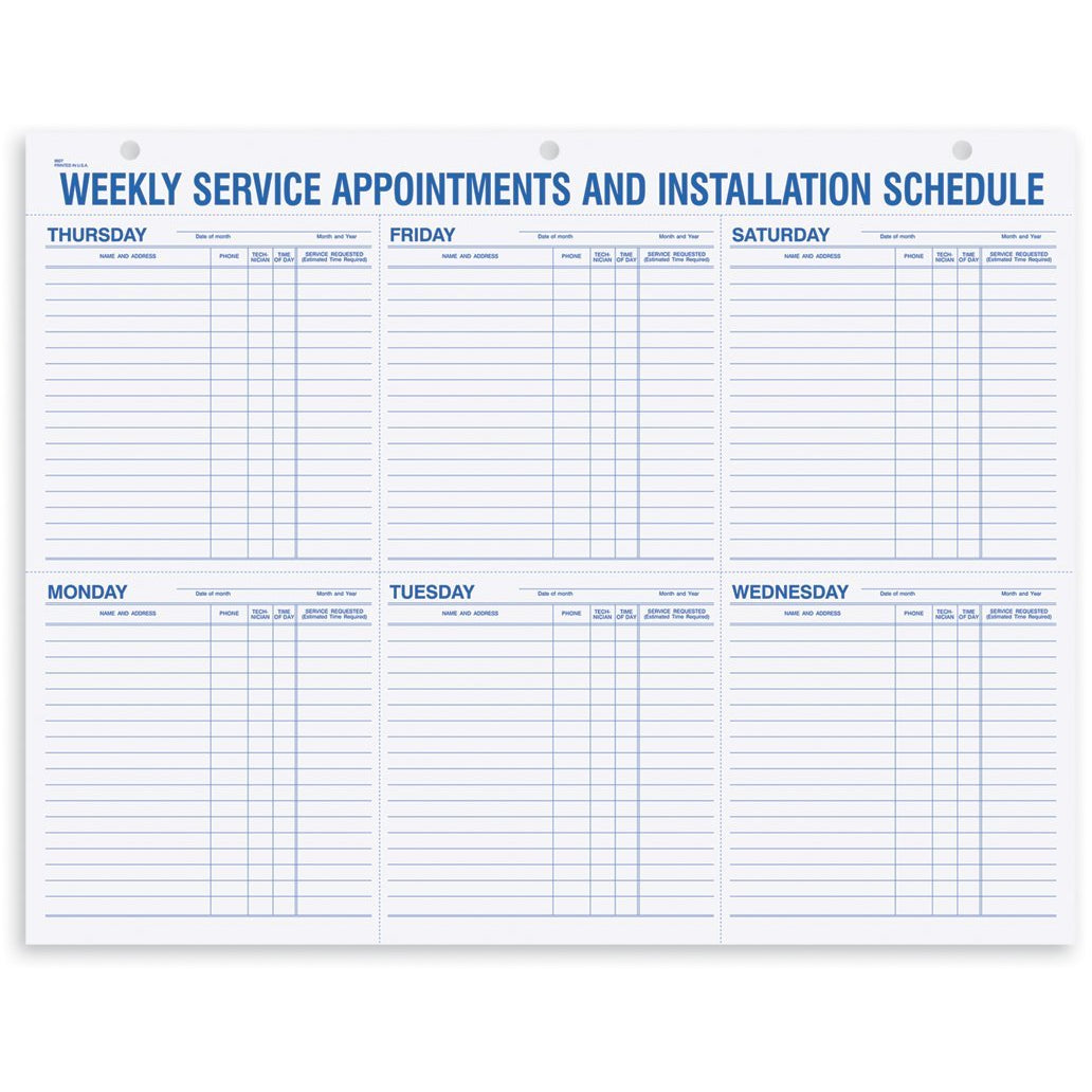 Weekly Service Appointment Pad #9927