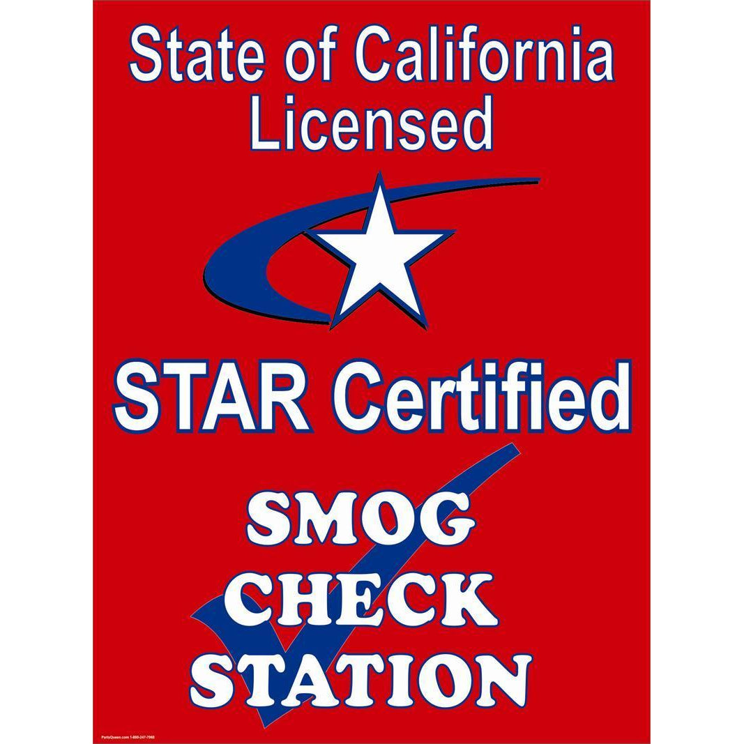 STAR CERTIFIED SMOG SIGNS 3X4 #SBSTAR34RED