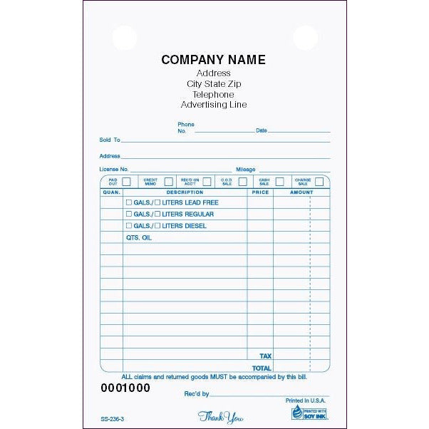 2 PART REGISTER FORMS -  500 QTY SS-236-2