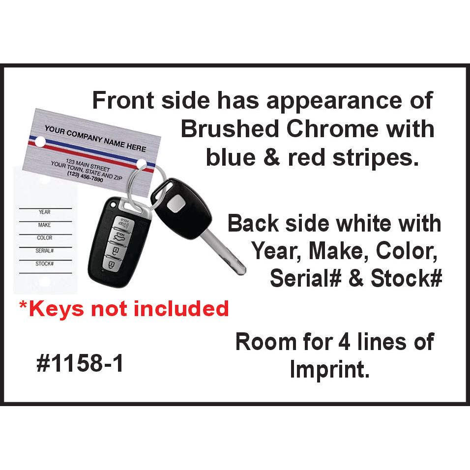 Auto Key tags -Brushed chrome look - qty 1000