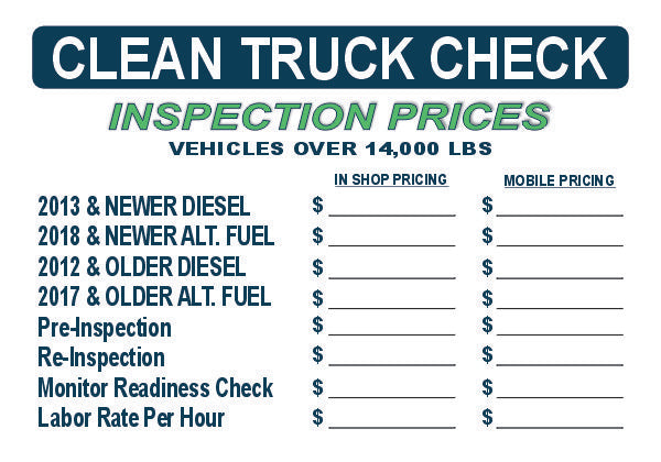 CLEAN TRUCK CHECK Inspection Price Sign CTC PRICE 1