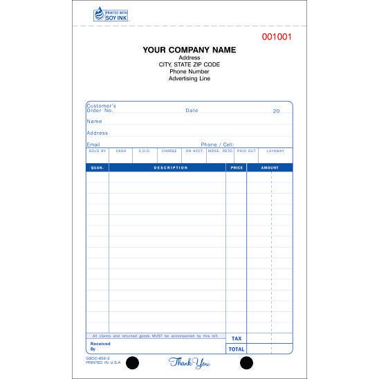 GENERAL SALES FORM 2 PART GSCC-652-2 QTY 250