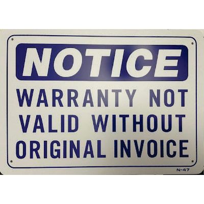 SERVICE SIGN NOTICE WARRANTY NOT VALID