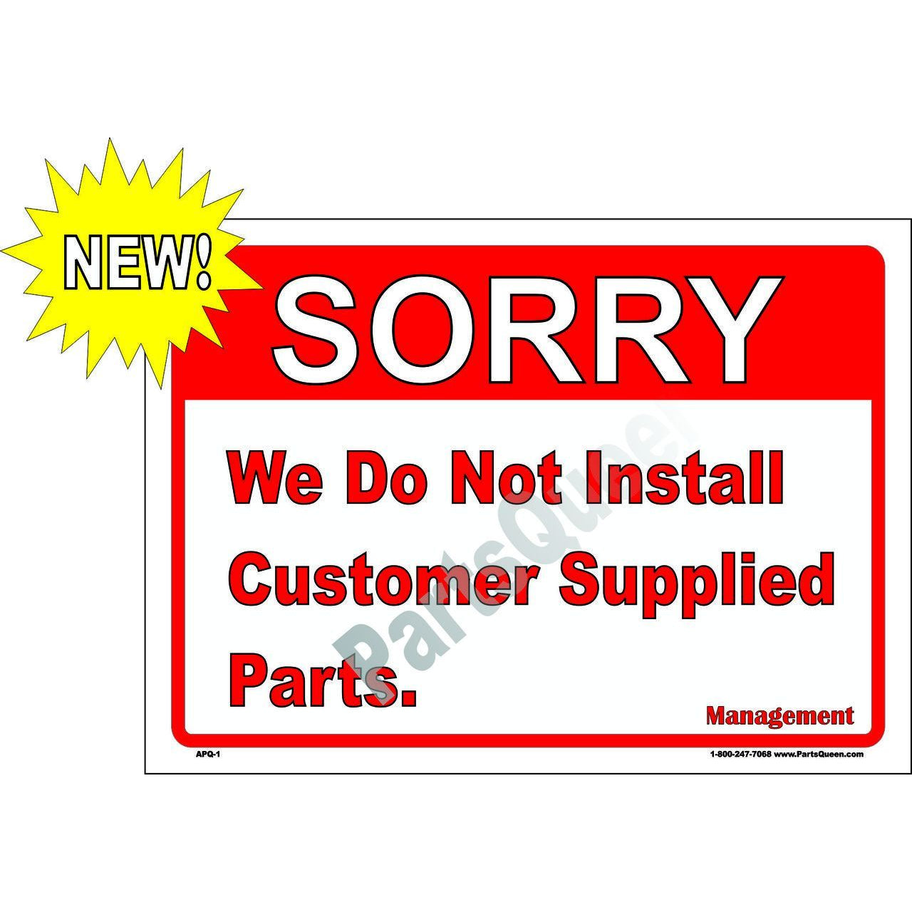 NO CUSTOMER SUPPLIED PARTS  APQ1
