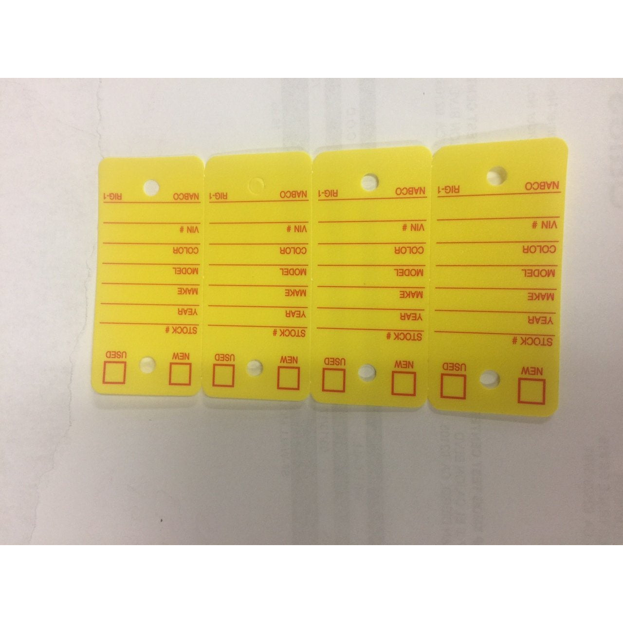 Rigidene Key Tags - Yellow