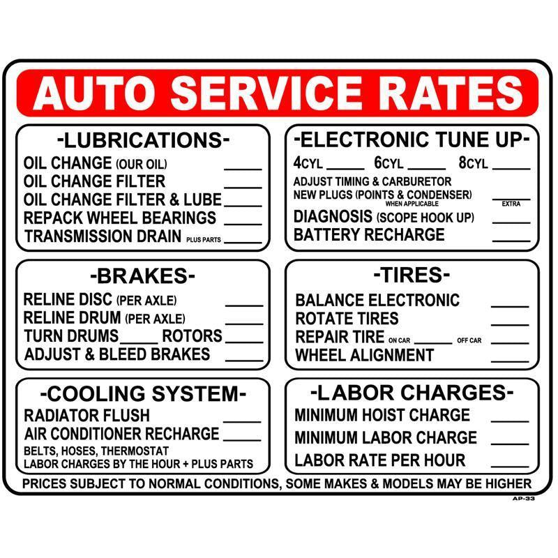 AUTO SERVICE RATES # AP33