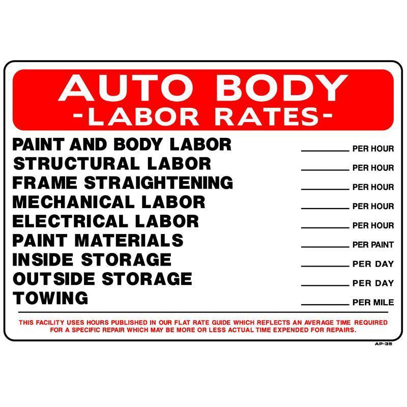 AUTO BODY RATES #AP35