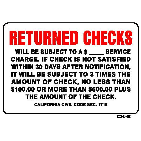 RETURNED CHECKS #CK2