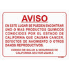 WARNING PROP 65 SIGN SPANISH  #W9SP