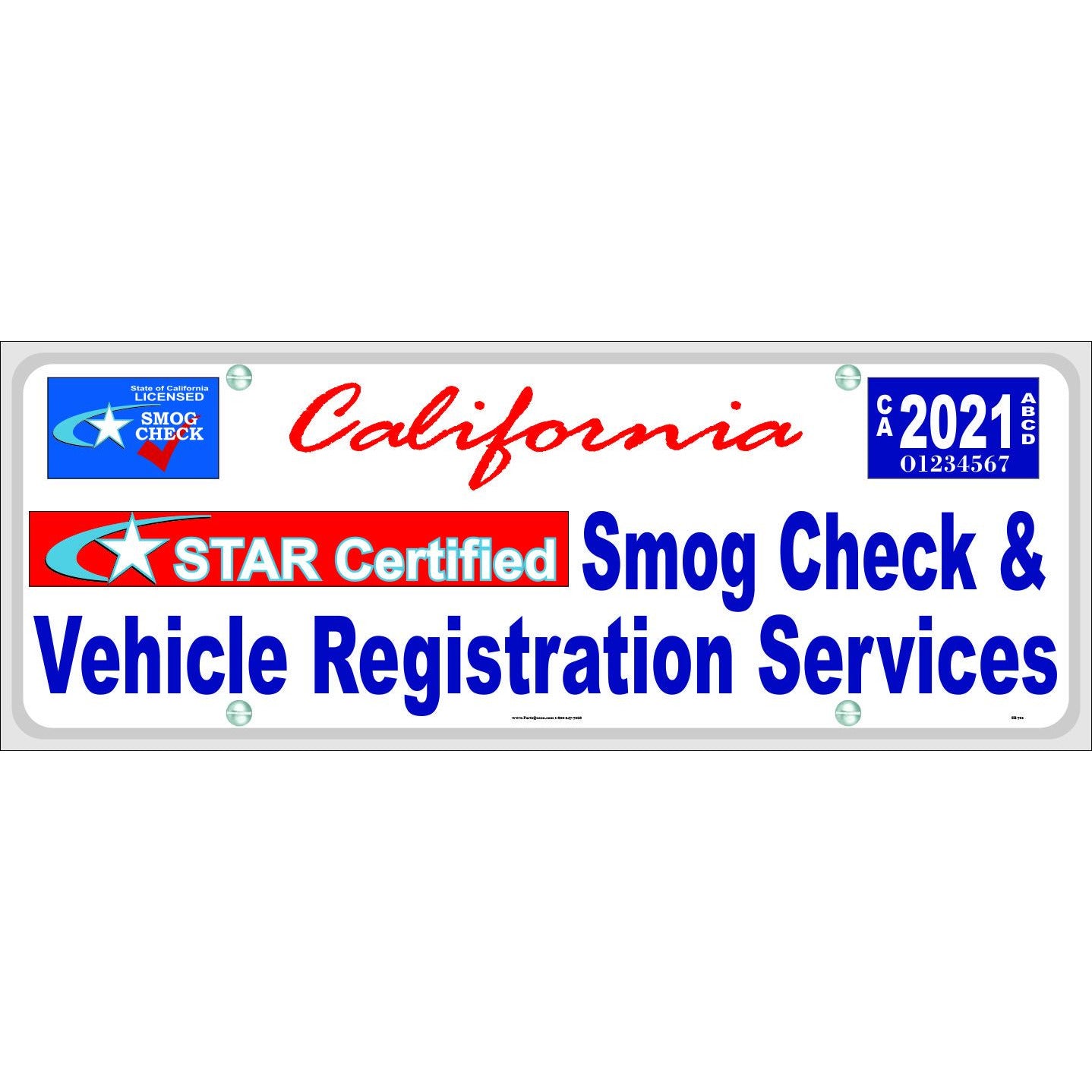 SB-701 SMOG CHECK & VEHICLE REGISTRATION BANNER, STAR CERTIFIED