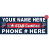 SB-9987 STAR CERTIFIED BANNER with your BUSINESS NAME & PHONE NUMBER