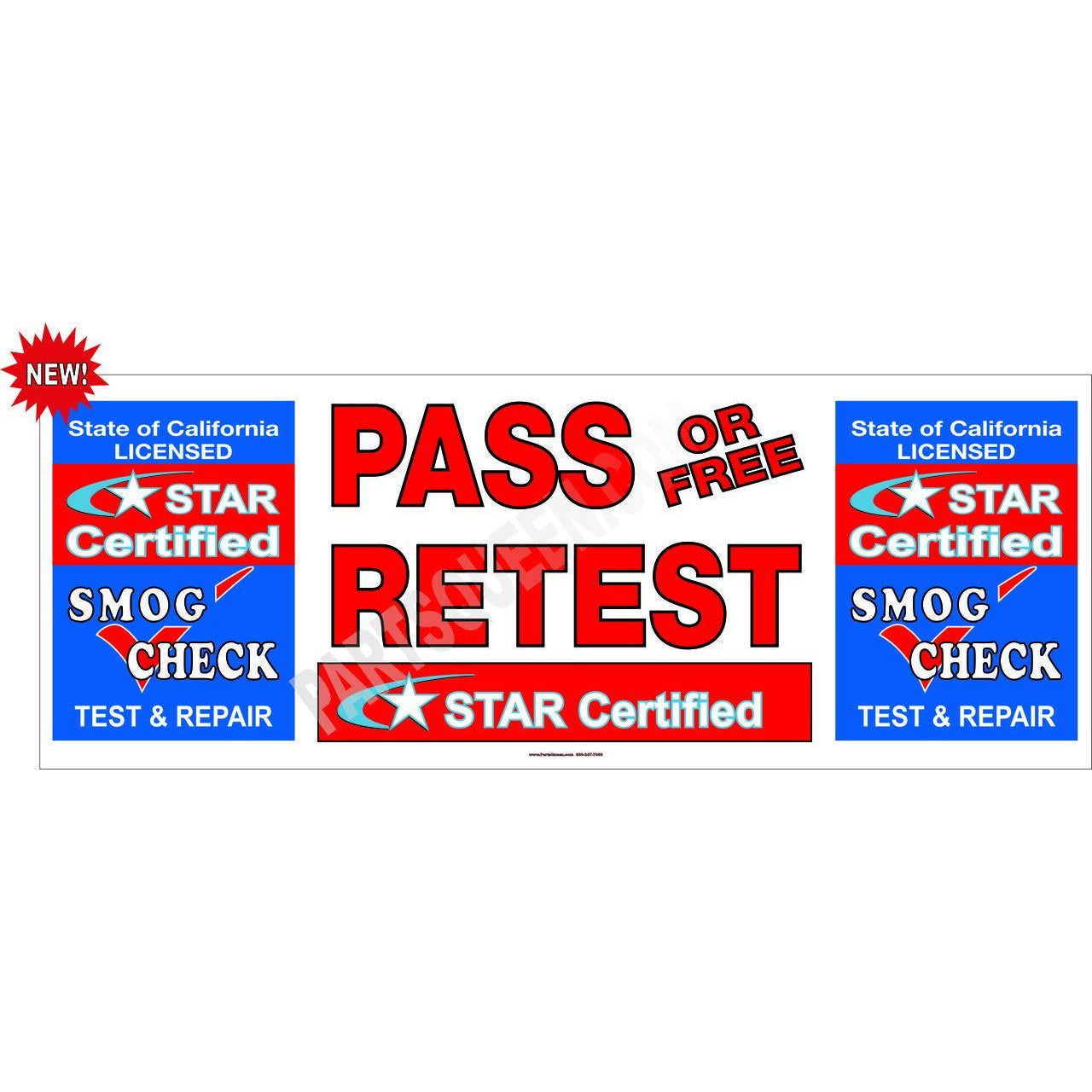STAR CERTIFIED TEST & REPAIR PASS / FREE RETEST BANNER  # SB939