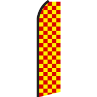 RED YELLOW CHECKER SWOOPER FLAG #RT0