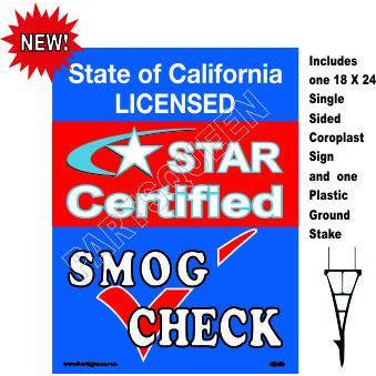 Stake Sign Kit Star Certified Smog Check Blue
