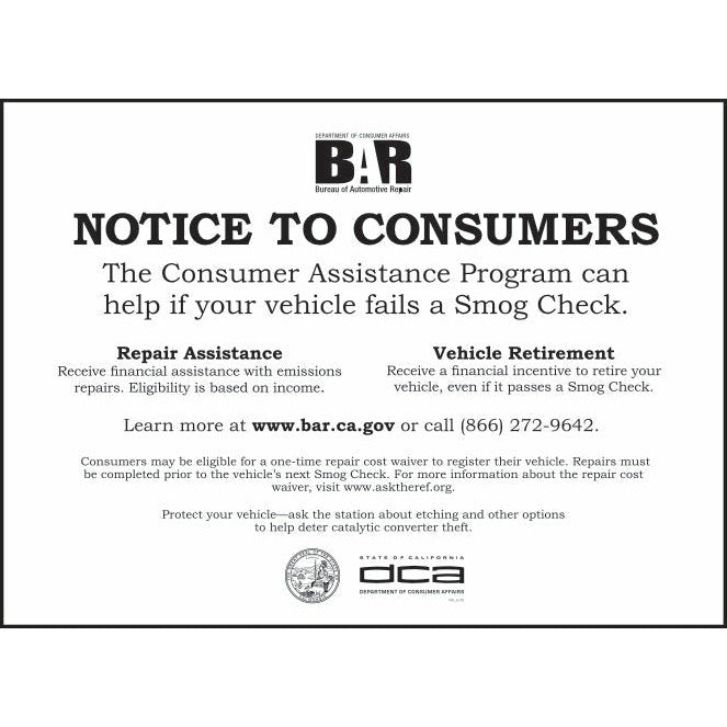 NOTICE TO CONSUMERS * NEW-2022 * SMOG-99