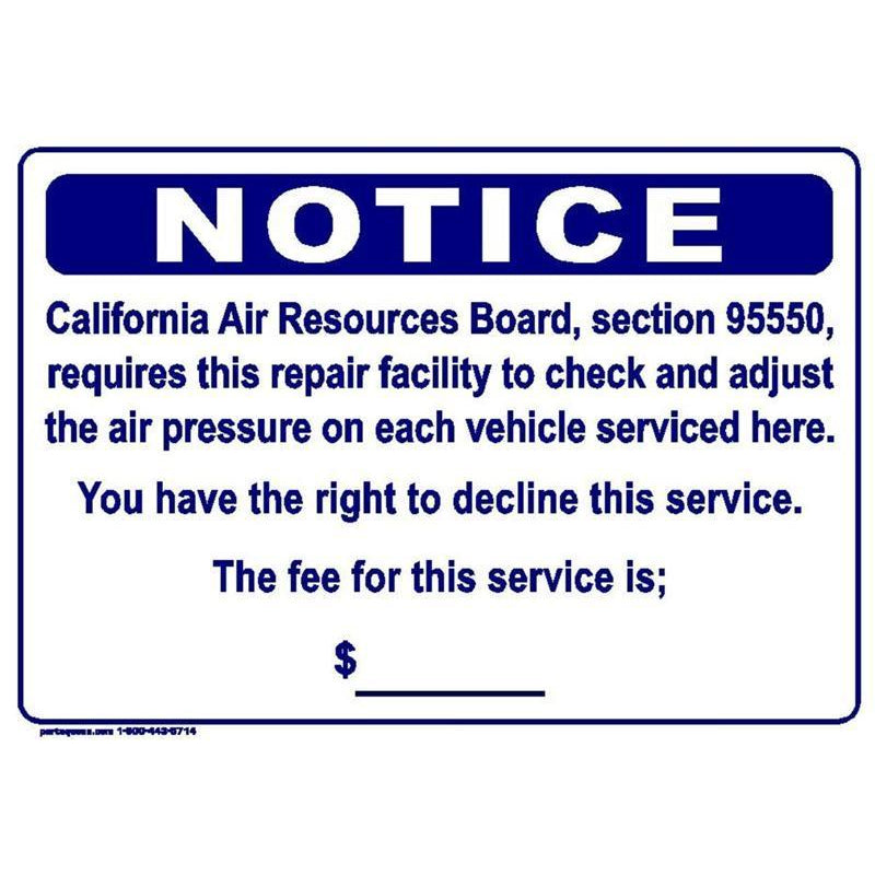 TIRE PRESSURE SIGN #SMOG29