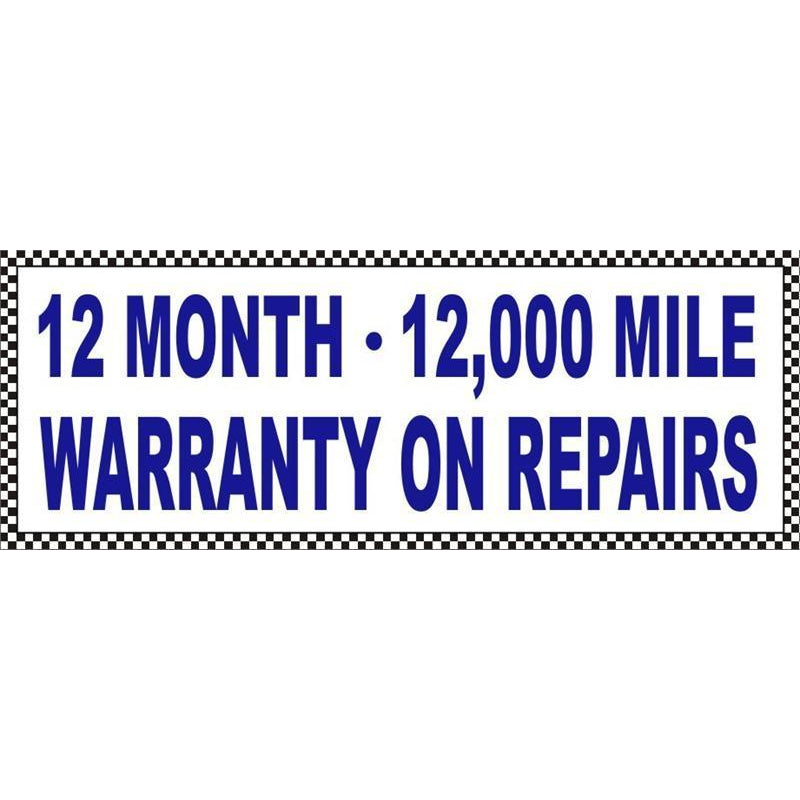 12 MONTH / 12000 MILE WARRANTY AB138chk