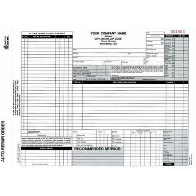 Auto Repair Form - 250 QTY  #ARO-672-4