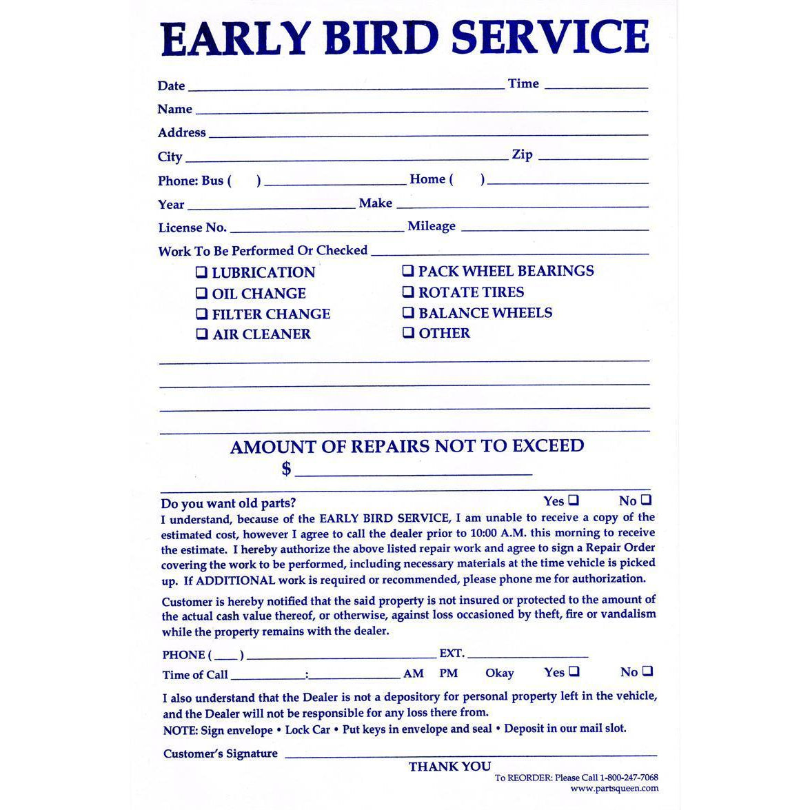 Early Bird Envelopes  EBE-PQ